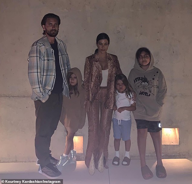 Kourtney Kardashian Barker shares three of her four children - son Mason, 15; daughter Penelope, 12; and son Reign, 10 - with babydaddy Scott Disick, but she failed to pay tribute to him on Father's Day (2020 family portrait)