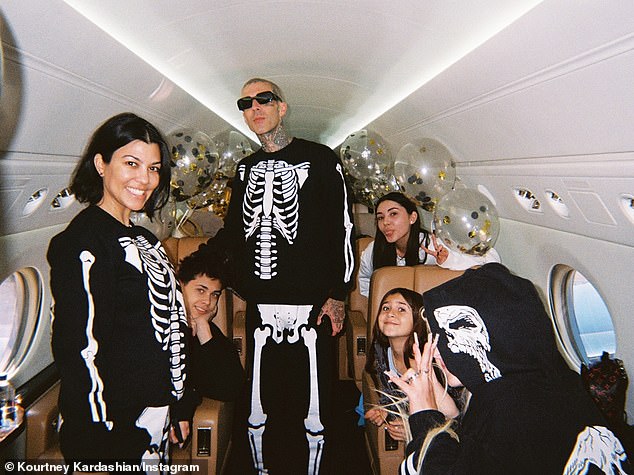 Kourtney made sure to include snaps of Travis' three older children - son Landon, 21; daughter Alabama, 18; and stepdaughter Atiana De La Hoya, 26 - from his three-year marriage to Miss USA 1995 Shanna Moakler, which ended in 2008