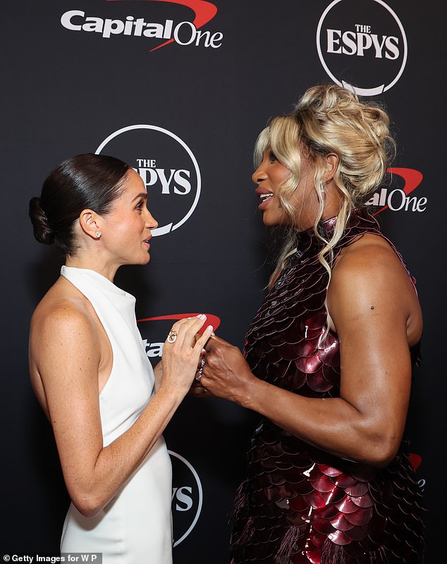 The Duchess of Sussex, 43, 'made an attempt to conceal' her true emotions when her friend and fellow podcaster Emma Grede praised the 23-time Grand Slam winner during a recent interview