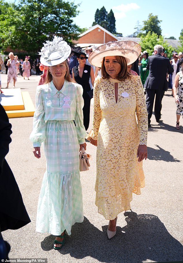 Alizee Thevenet, wife of James Middleton, and Carole Middleton at Royal Ascot last week