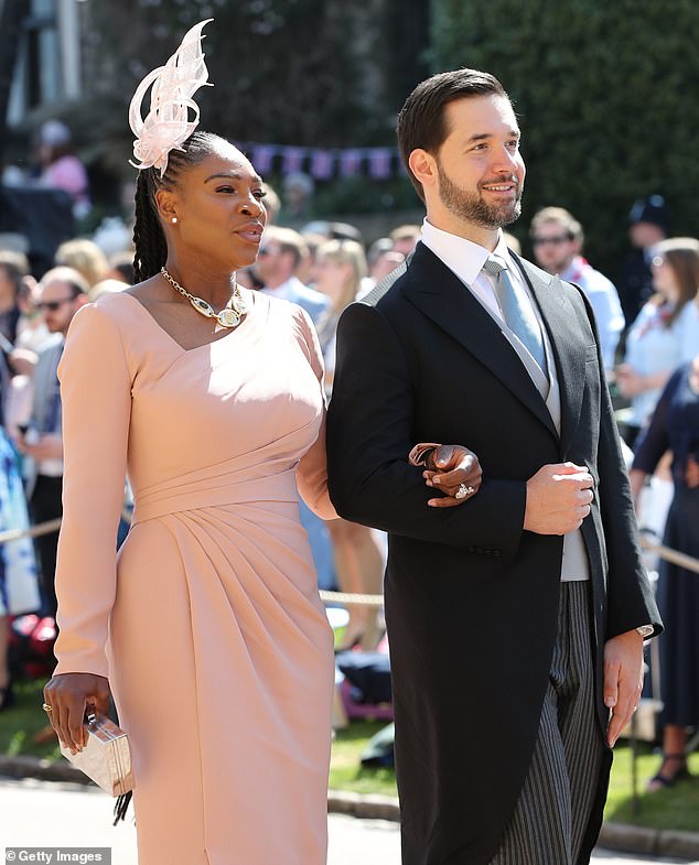 Meghan and Serena have enjoyed a close relationship for many years, with the tennis legend attending the royal wedding in 2018. She is pictured here at Harry and Meghan's wedding with her husband, Reddit founder Alexis Ohanian