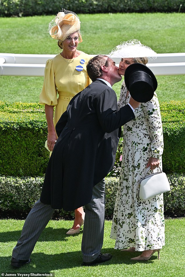 Peter removed his hat as he greeted Sophie, Duchess of Edinburgh