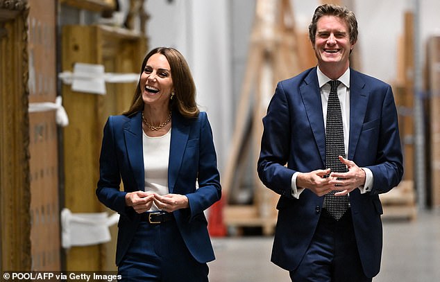 The Princess on a tour of the V&A East Storehouse in Hackney Wick, London, on June 11, led by the director of the Victoria & Albert Museum, Tristram Hunt