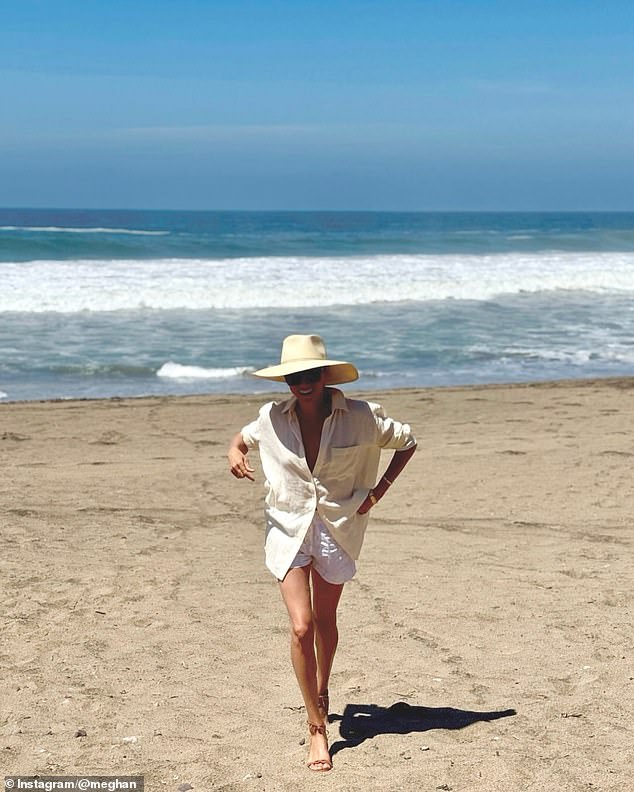 Meghan took to Instagram on Saturday to post a breezy beach photo