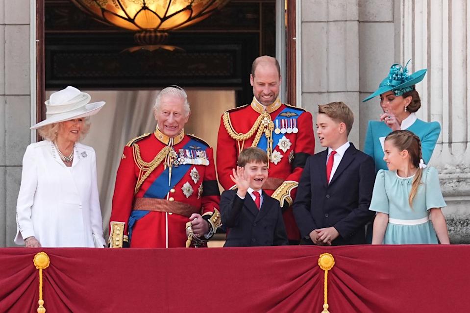 The Princess of Wales, 43, looked radiant as she stood beside her husband, Prince William, and their three children during King Charles’ official birthday celebrations. AP