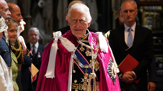 King Charles III, Sovereign Head of the Most Honourable Order of the Bath, attends the Service for the Oath and Installation of the Great Master and the Knights Grand Cross, at Westminster Abbey in London, Britain May 16, 2025. Stefan Rousseau/Pool via REUTERS(via REUTERS)