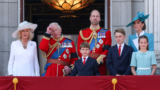 Britain's King Charles, Queen Camilla, Prince William, Prince of Wales, Catherine, Princess of Wales, Prince George, Princess Charlotte and Prince Louis appear on the balcony of Buckingham Palace as part of the Trooping the Colour parade to honour Britain's King Charles on his official birthday in London, Britain, June 14, 2025. REUTERS/Toby Melville(REUTERS)