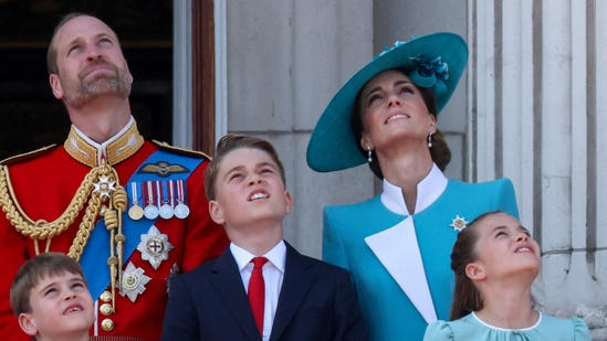 Britain's William, Prince of Wales, Catherine, Princess of Wales, Prince George, Princess Charlotte and Prince Louis appear on the balcony of Buckingham Palace as part of the Trooping the Colour parade to honour Britain's King Charles on his official birthday in London, Britain, June 14, 2025. REUTERS/Toby Melville(REUTERS)