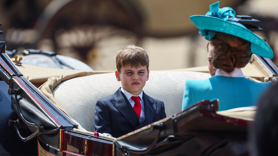 Britain's Prince Louis looks on as he rides a carriage with Prince George, Catherine, Princess of Wales, and Princess Charlotte as part of the Trooping the Colour parade which honours Britain's King Charles on his official birthday, in London, Britain, June 14, 2025. REUTERS/Isabel Infantes(REUTERS)