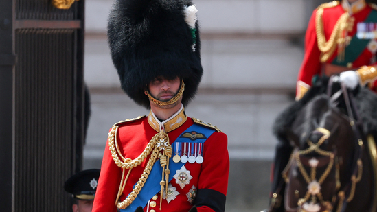  At the Trooping the Colour, Prince William dazzles on horseback in ceremonial regalia. REUTERS/Toby Melville(REUTERS)