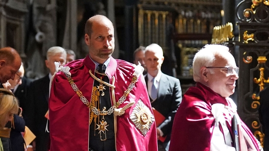 Britain's Prince William, Prince of Wales, Great Master of the Order attends the Service for the Oath and Installation of the Great Master and the Knights Grand Cross at Westminster Abbey in London on May 16, 2025, in the Order�s 300th anniversary year. The Service for the Order of the Bath takes place every four years. The Order is a revival of an older custom dating back to medieval times when part of the ceremony of knighthood included a ritual bath symbolic of spiritual purification and a vigil the night before receiving the honour. (Photo by Stefan Rousseau / POOL / AFP)(AFP)