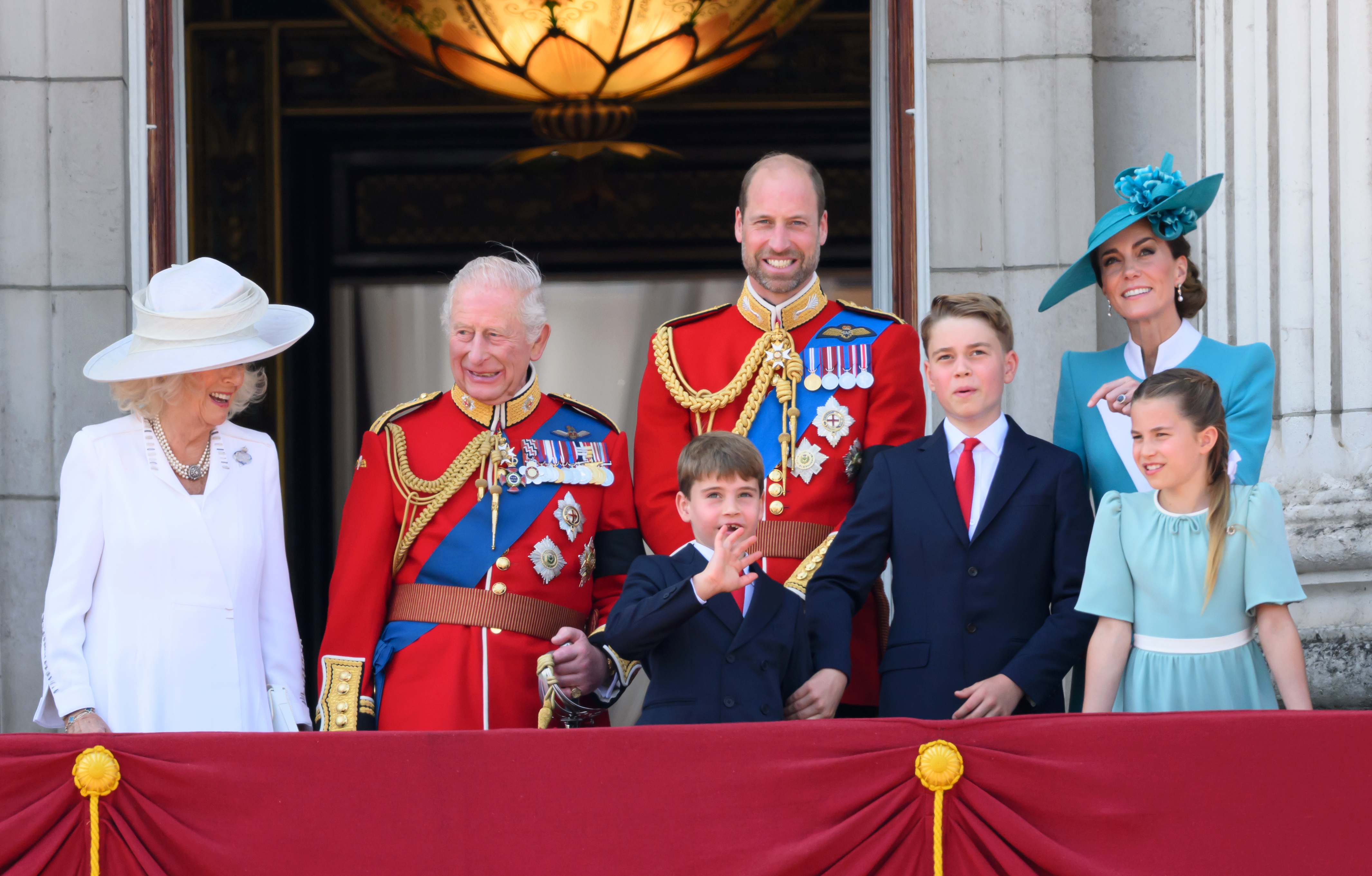 The Royal Family pose on the Buckingham Palace balcony for Trooping the Colour 2025