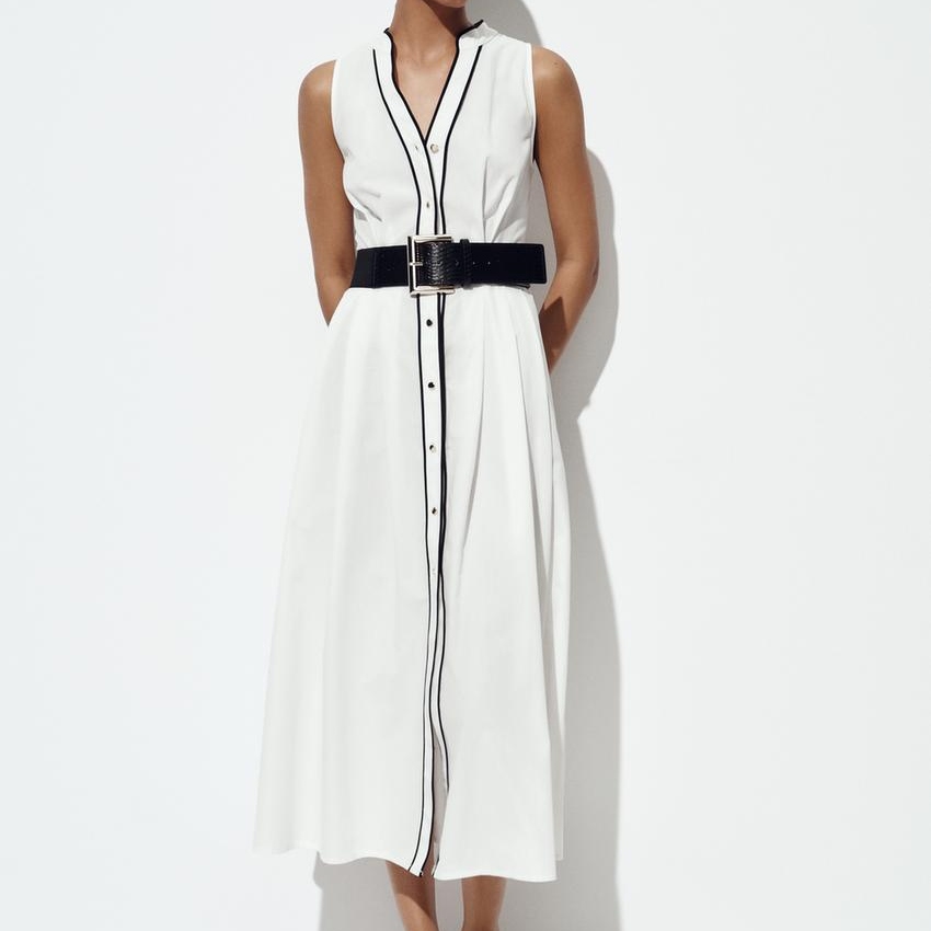 Zara Contrast Trim Midi Dress