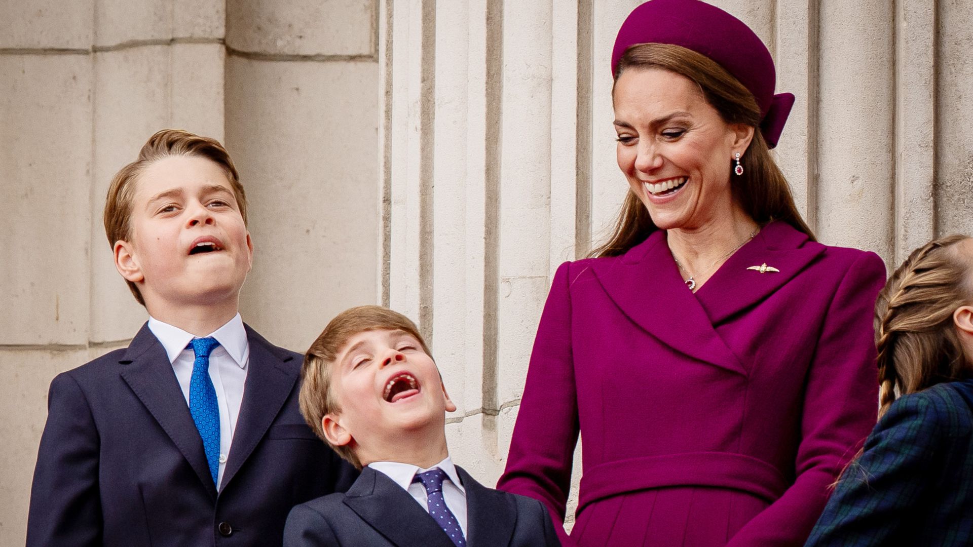Prince George, Prince Louis and Kate Middleton at VE Day 2025
