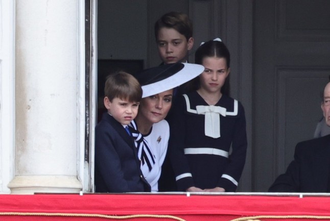 ??George Cracknell Wright 15/06/2024 London, United Kingdom Trooping The Colour 2024 Trooping the Colour The King's Birthday Parade Catherine Princess of Wales watches The Trooping of the Colour with her children from a balcony on Horse Guards parade. Over 1,400 parading soldiers, 200 horses and 400 musicians come together in a great of military precision, horsemanship and fanfare to mark The King???s official birthday. Photo Credit: George Cracknell Wright