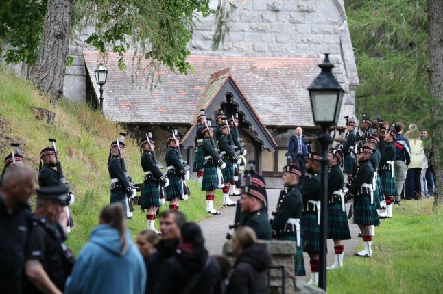 Soldiers from Balaklava Company, 5th Battalion Royal Regiment of Scotland who formed a guard of honour at Crathie Church today....pic Peter Jolly