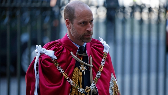 TOPSHOT - Britain's Prince William, Prince of Wales arrives to attend the service for The Order of the Bath at Westminster Abbey in London on May 16, 2025, in the Order�s 300th anniversary year. The Service for the Order of the Bath takes place every four years. The Order is a revival of an older custom dating back to medieval times when part of the ceremony of knighthood included a ritual bath symbolic of spiritual purification and a vigil the night before receiving the honour. (Photo by BENJAMIN CREMEL / AFP)(AFP)
