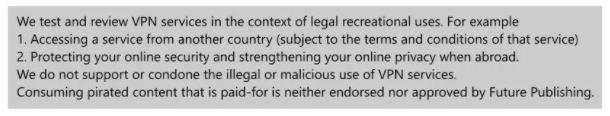 VPN disclaimer