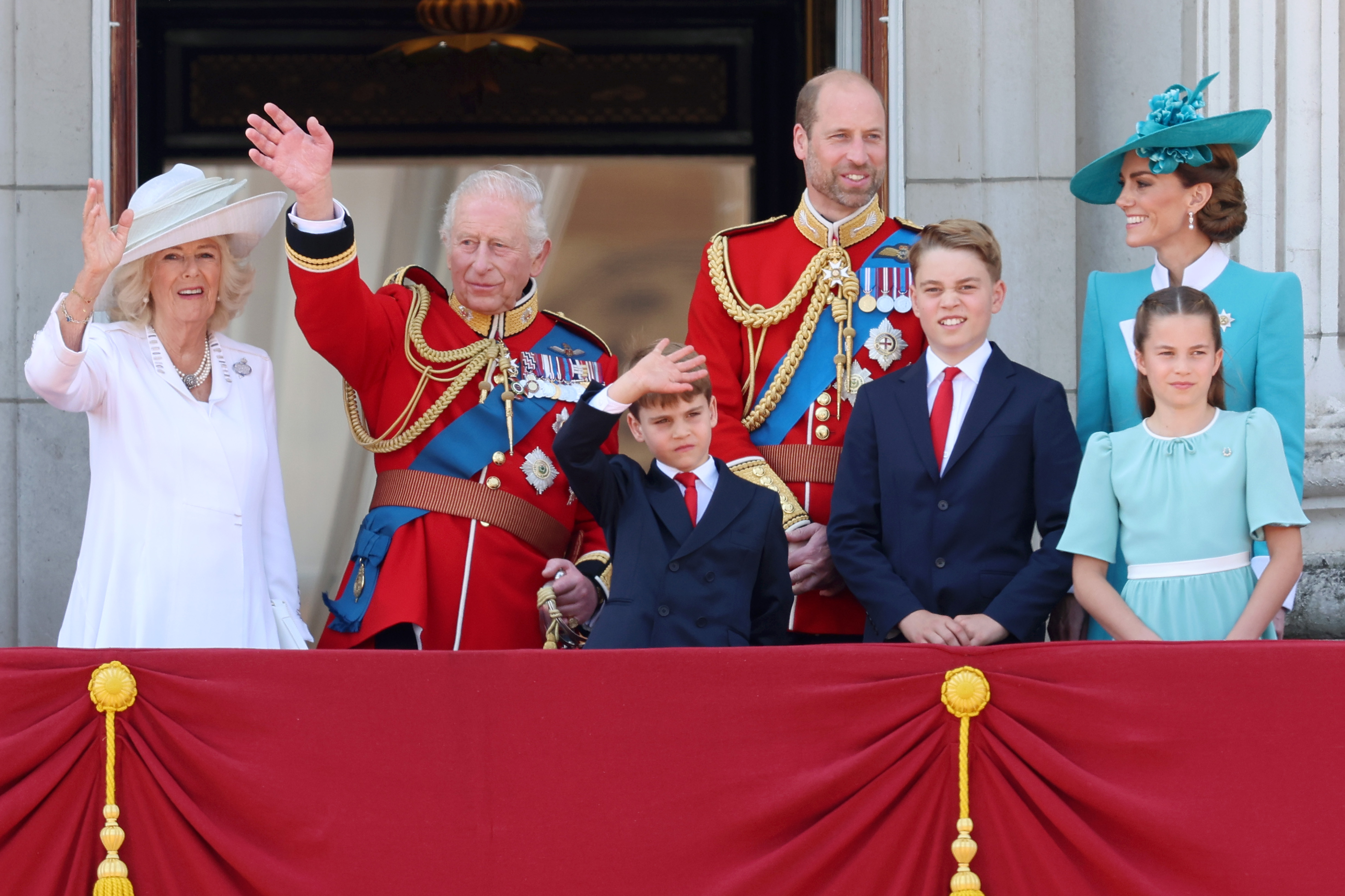 The Royal Family gather on the Buckingham Palace balcony for Trooping the Colour 2025