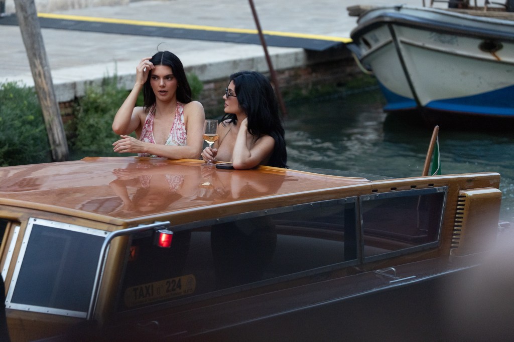 Kendall Jenner and Kylie Jenner attends the pre wedding event of Jeff Bezos and Lauren Sanchez in Venice, Italy