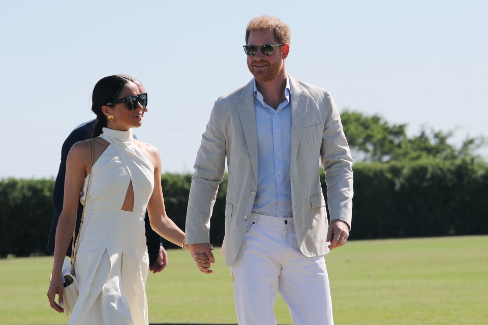 The Duke and Duchess of Sussex at a polo match.