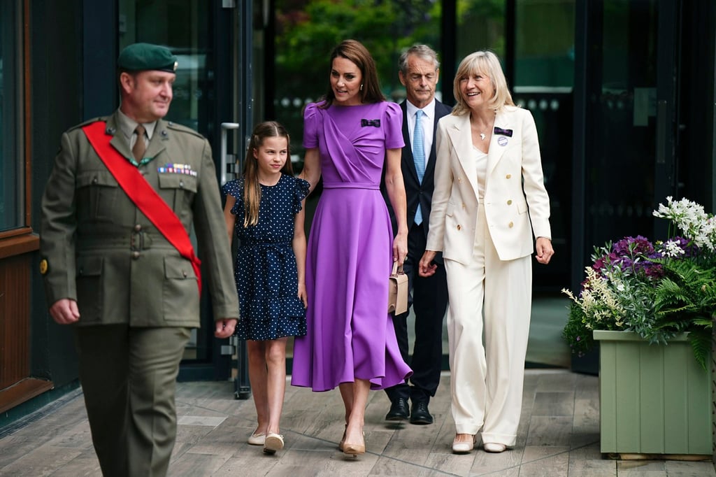 The Princess of Wales Kate Middleton and Princess Charlotte arrive for the men’s singles final match at Wimbledon. Photo: AP