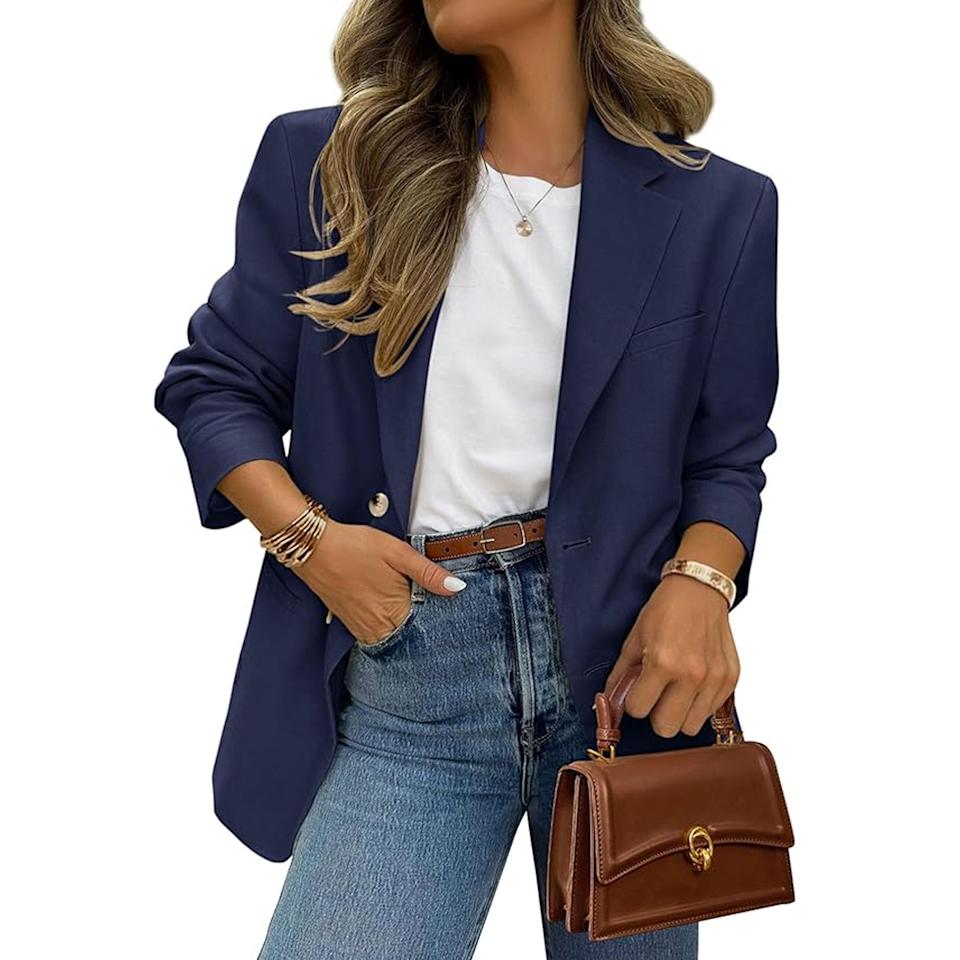Prettygarden Lapel Open Front Blazer Amazon