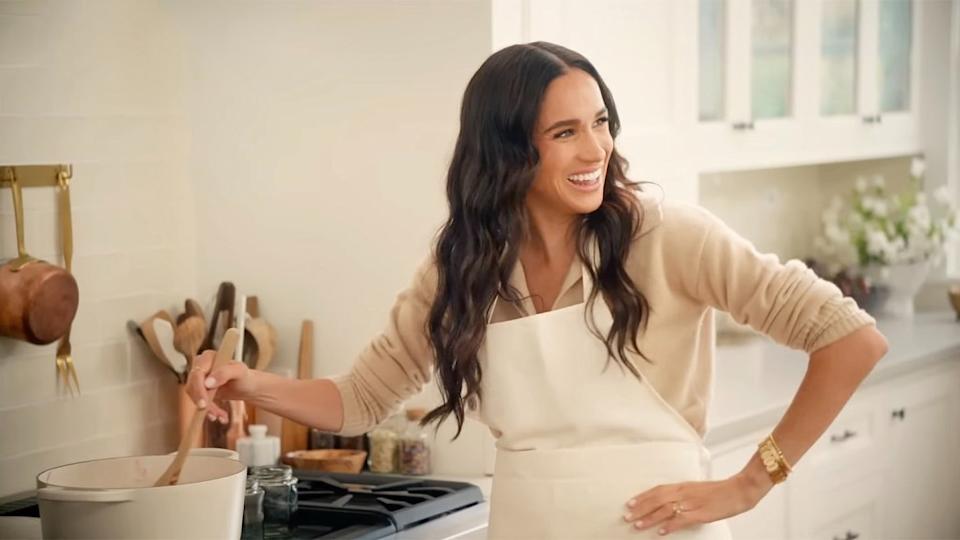 Meghan Markle cooking in her kitchen. Netflix