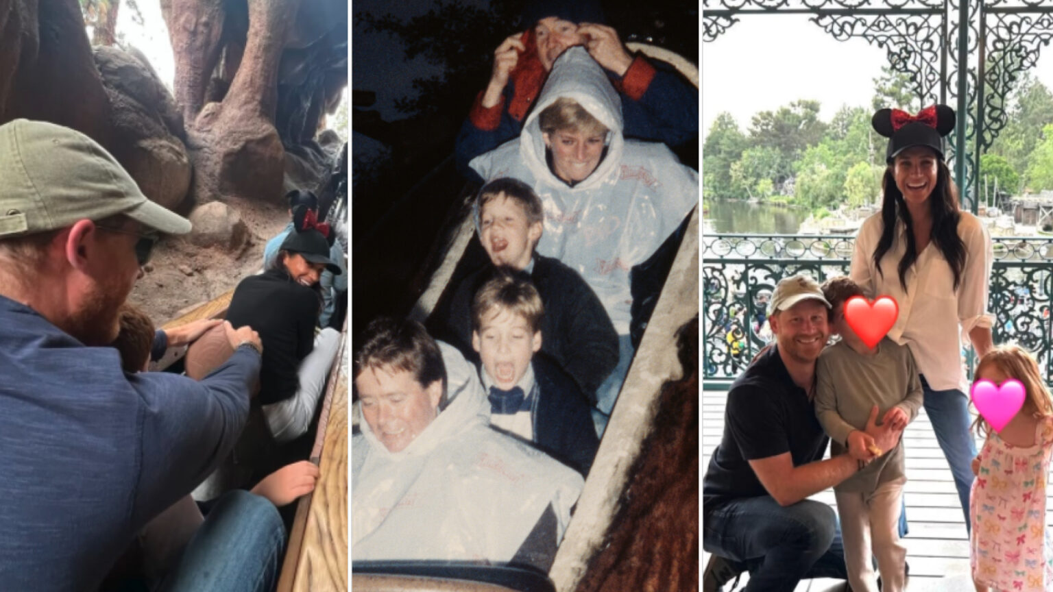 The Princess Diana Tribute in Lilibet’s Disneyland Birthday Trip Princess Diana rides a log flume in an amusement park with sons Prince William and Prince Harry