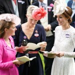 ASCOT, UNITED KINGDOM - JUNE 15: (EMBARGOED FOR PUBLICATION IN UK NEWSPAPERS UNTIL 48 HOURS AFTER CREATE DATE AND TIME) Lady Laura Meade, Zoe Warren and Catherine, Duchess of Cambridge attend day 2 of Royal Ascot at Ascot Racecourse on June 15, 2016 in Ascot, England.