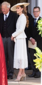 WINDSOR, ENGLAND - JUNE 16: Catherine, Princess of Wales attends the Order of the Garter service at St. George's Chapel, Windsor Castle on June 16, 2025 in Windsor, England. (Photo by Mark Cuthbert/UK Press via Getty Images)