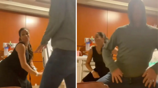 The video showed her and her husband, Prince Harry, dancing in a maternity ward before she gave birth.(Instagram/meghan)
