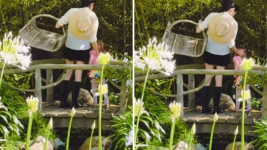 The video showed the former actress handpicking blackberries and other fruits from a tree.(Instagram/meghan)
