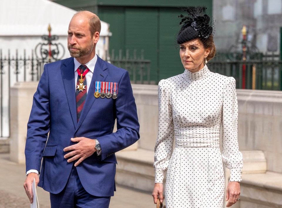 Prince William and Catherine, Princess of Wales, at a VE Day anniversary service.