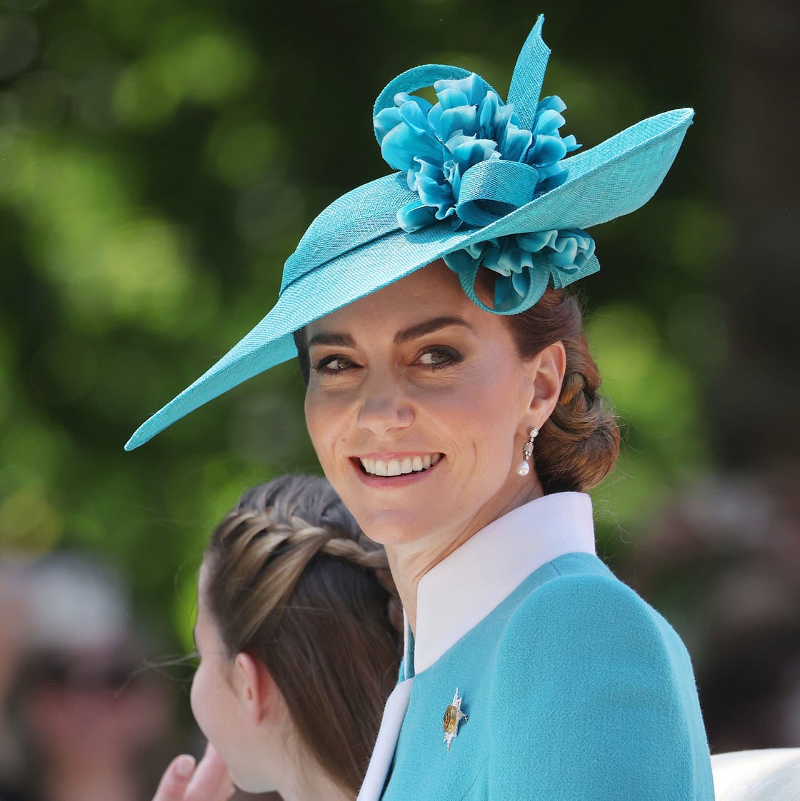 london, england june 14: catherine, princess of wales and princess charlotte of wales during trooping the colour 2025 on june 14, 2025 in london, england. trooping the colour is a ceremonial parade celebrating the official birthday of the british monarch. the event features over 1,400 soldiers and officers, accompanied by 200 horses. more than 400 musicians from ten different bands and corps of drums march and while performing. (photo by neil mockford/getty images)