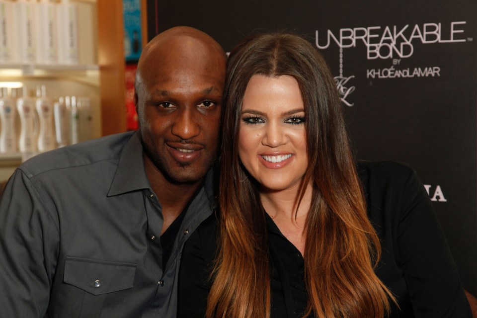 Lamar Odom and Khloe Kardashian promoting their fragrance, "Unbreakable Bond."