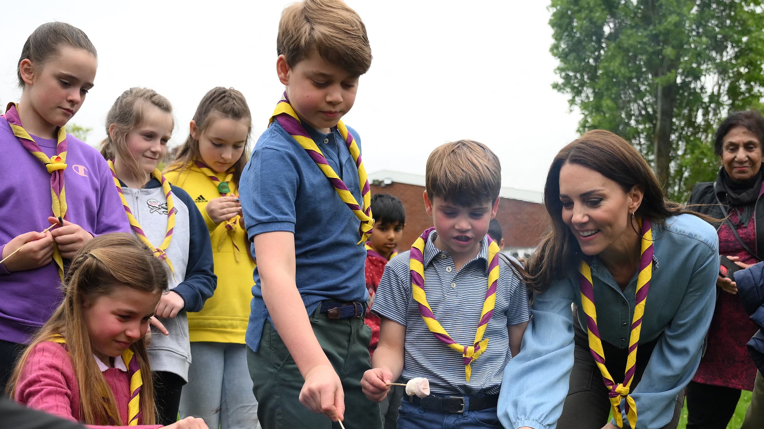 Princess Catherine of Wales roasting marshmallows with Prince George, Charlotte and Louis