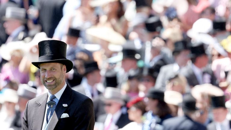 Prince William ahead of the day's races .
Pic: Reuters