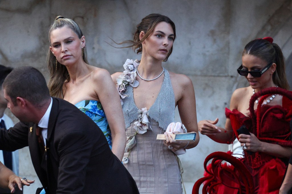 Sara Foster and Vittoria Ceretti attend the pre wedding event of Jeff Bezos and Lauren Sanchez in Venice, Italy