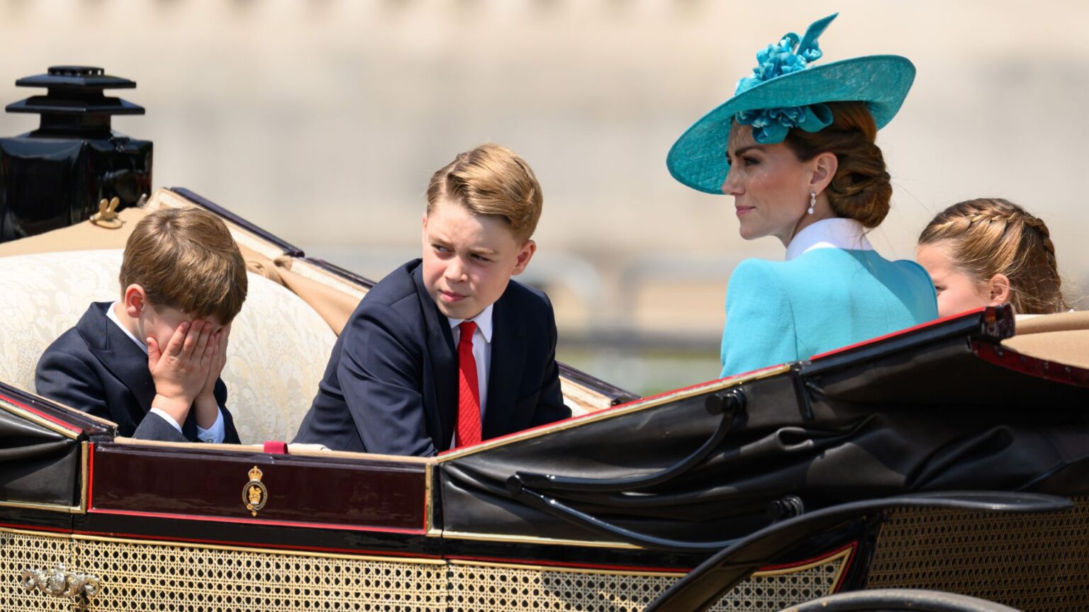Lip reader reveals Kate Middleton’s strict request to Prince Louis Prince Louis, Prince George, Princess Charlotte and Kate Middleton at Trooping the Colour 2025