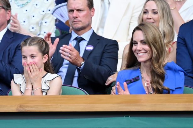 Princess Charlotte and Princess Kate sat on the front row of the royal box at Wimbledon.
