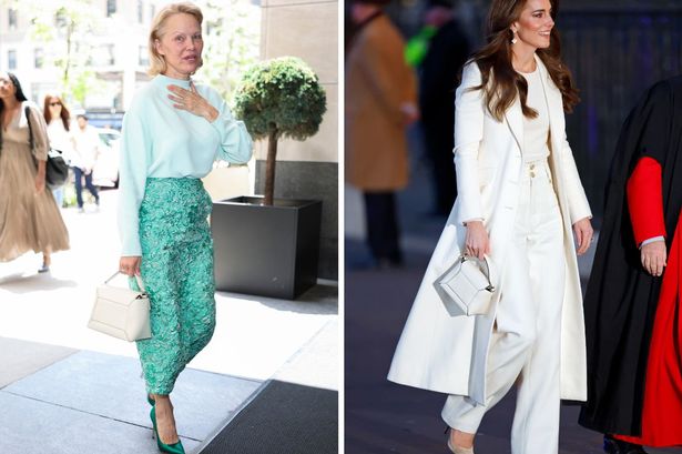Pamela Anderson/Kate Middleton with Strathberry's Mosaic bag