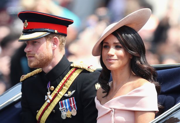 LONDON, ENGLAND - JUNE 09:  Meghan, Duchess of Sussex and Prince Harry, Duke of Sussex during Trooping The Colour on the Mall on June 9, 2018 in London, England. The annual ceremony involving over 1400 guardsmen and cavalry, is believed to have first been performed during the reign of King Charles II. The parade marks the official birthday of the Sovereign, even though the Queen's actual birthday is on April 21st. .  (Photo by Chris Jackson/Getty Images)