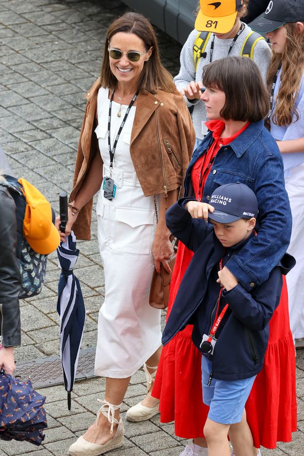 Pippa turned to the same comfy espadrille wedges for the F1 event that Kate also favours