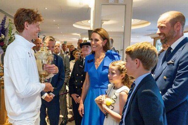 Charlotte held three tennis balls as she met Jannik Sinner - one for Prince Louis too.