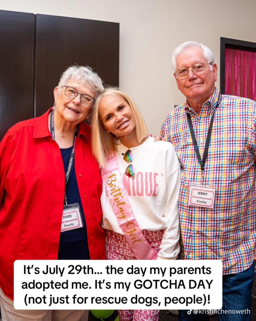 Kristen Chenoweth celebrating the day she was adopted by her parents 57 years ago
