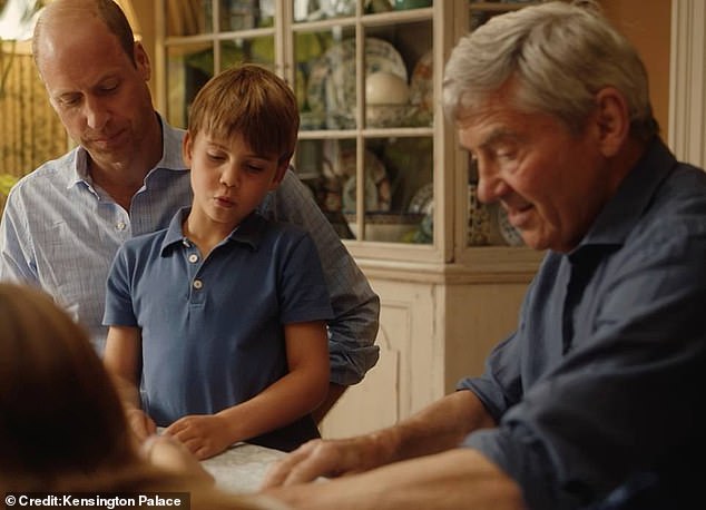 It featured clips of her parents Michael and Carole Middleton playing cards with the couple and their three children