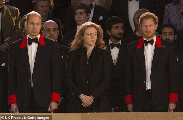 Prince William and Prince Harry in the Windsor uniform at the Queen's 90th, with Countess Floria Franziska