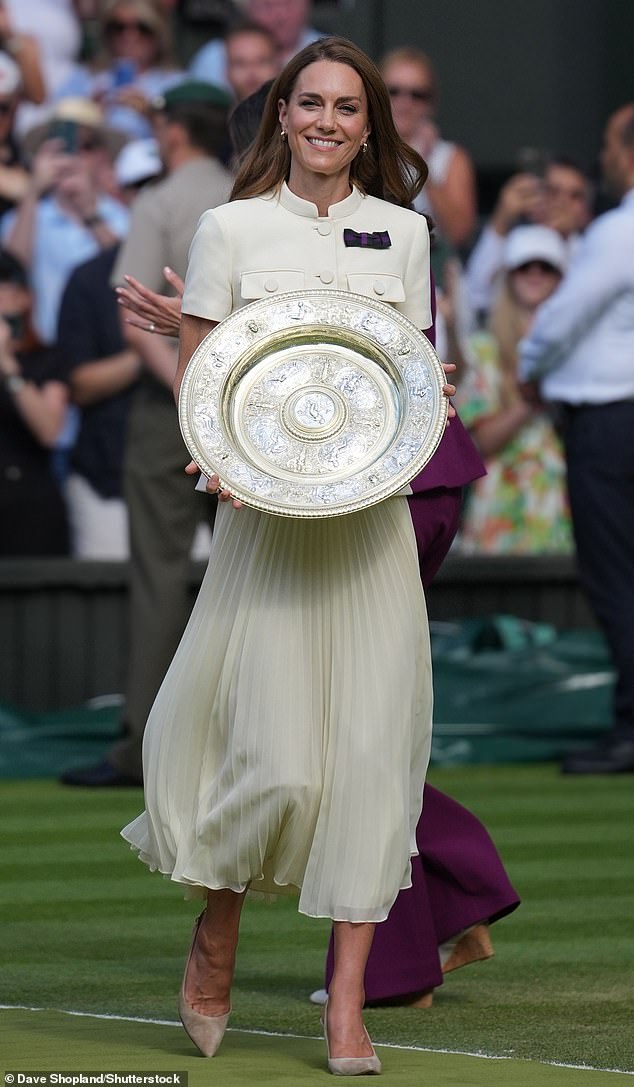 The Princess of Wales carried the Wimbledon women's trophy onto Centre Court - July 12, 2025
