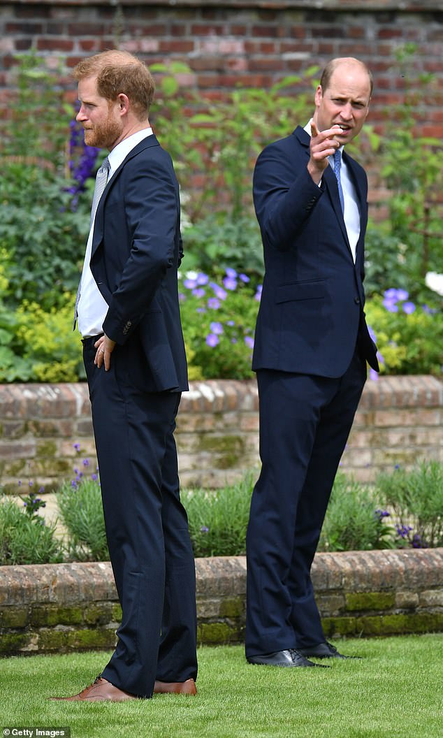 William and Harry together at Kensington Palace in 2021. The brothers have fallen out badly
